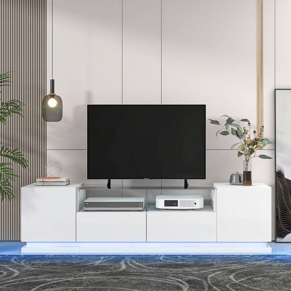 Modern High Gloss TV Stand with Tempered Glass