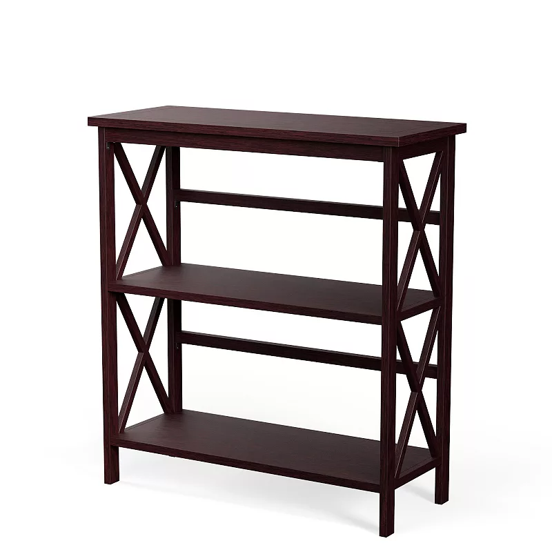 3-Tier Wooden Multi-Functional X-Design Etagere Storage Bookshelf