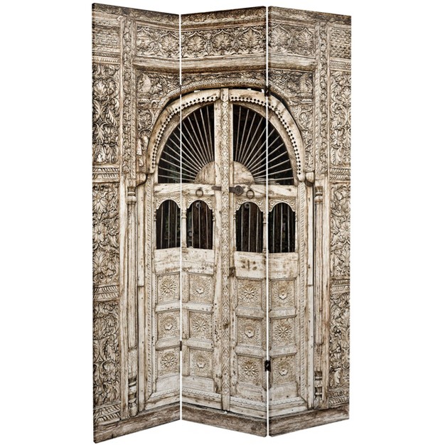 Double Sided Stone Doorway Canvas Room Divider Gray Oriental Furniture