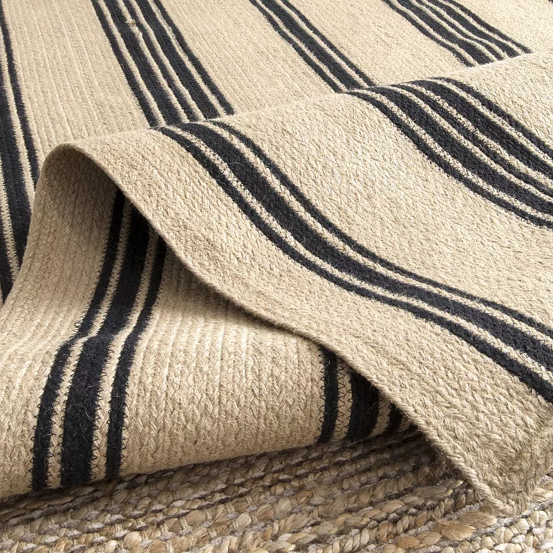 nuLoom Hand Braided Striped Brenna Area Rug