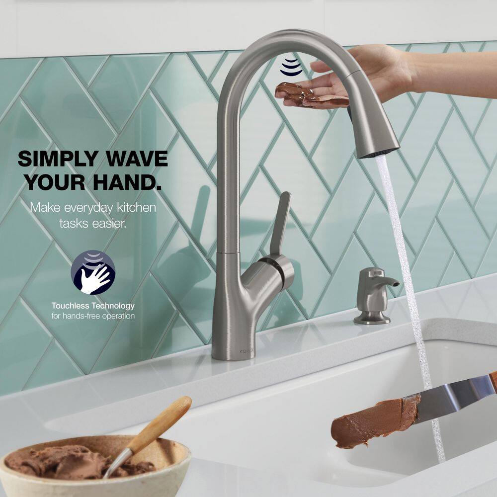 KOHLER Setra Single-Handle Touchless Pull-Down Sprayer Kitchen Faucet in Vibrant Stainless K-R22898-SD-VS