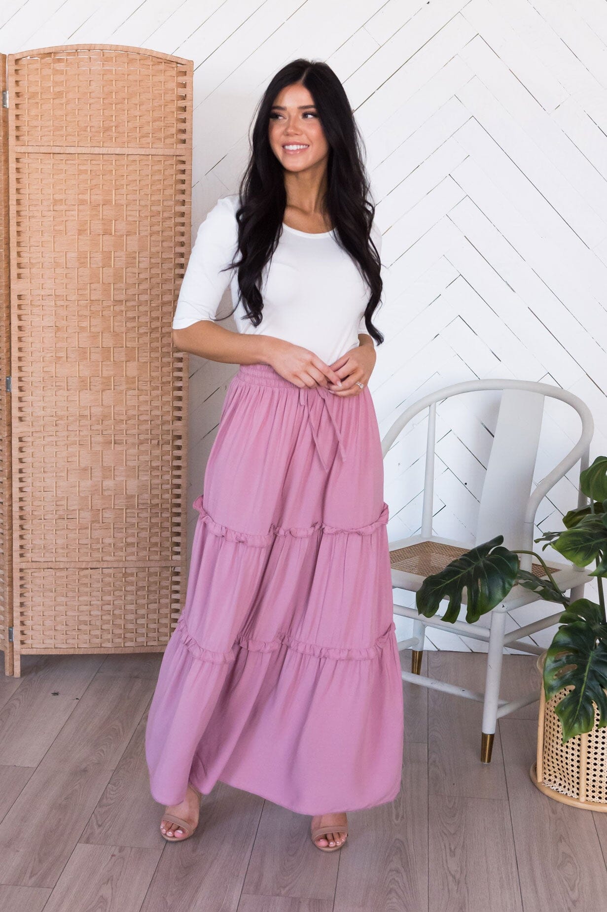 Farmers Market Modest Tiered Maxi Skirt