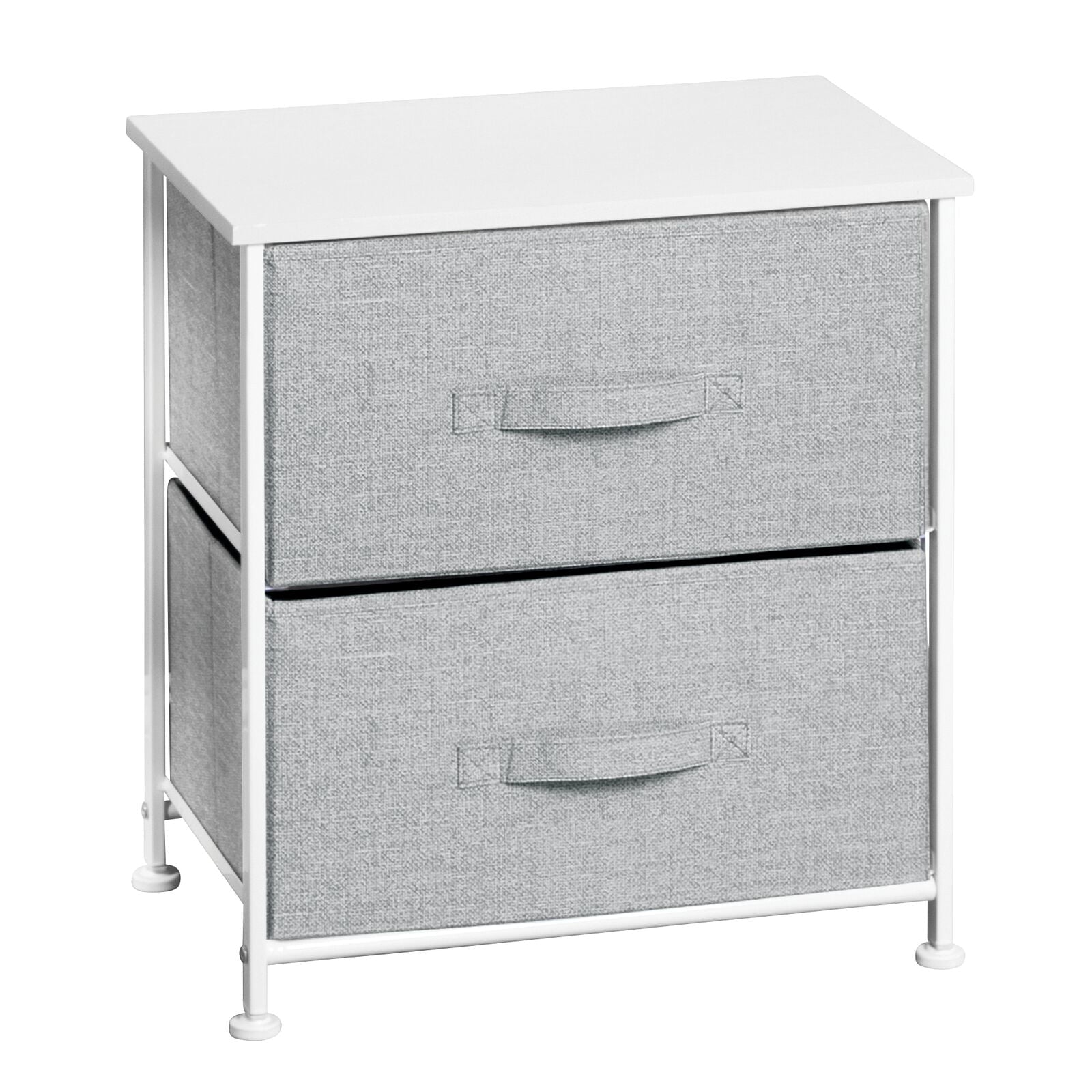 mDesign Small Storage Dresser End/Side Table Night Stand with 2 Removable Fabric Drawers - Organizer for Bedroom, Living Room, Closet - Hold Clothes, Linens, Accessories, Lido Collection, Gray/White