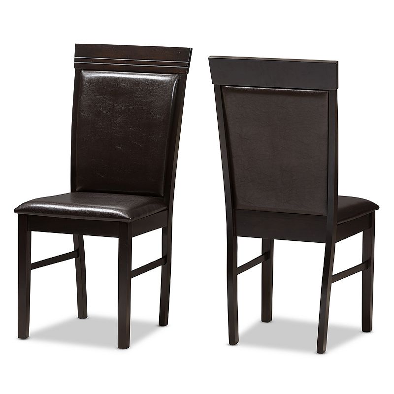 Baxton Studio Modern Espresso Faux-Leather Dining Chair 2-piece Set