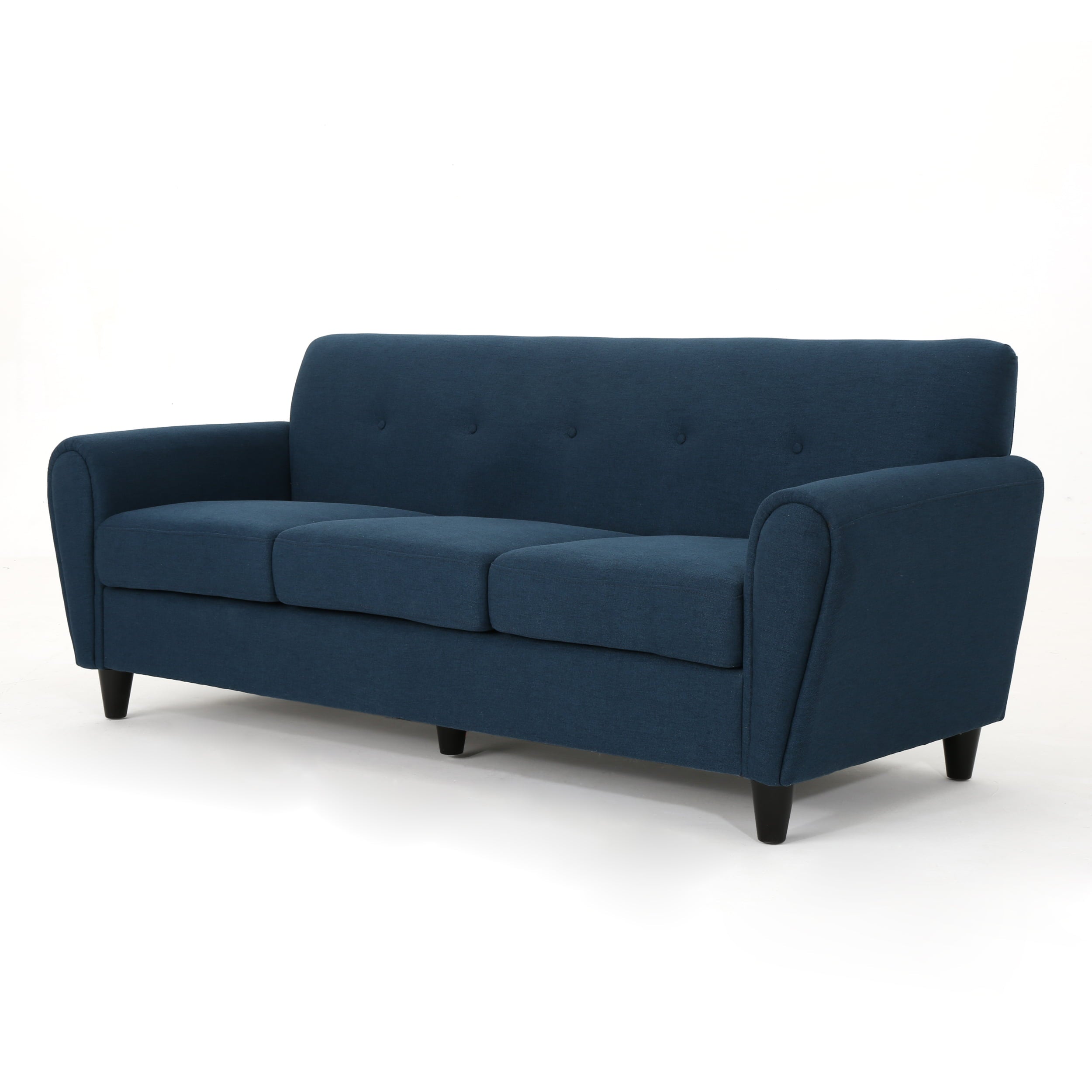 GDF Studio Emily Traditional Button Tufted Fabric Sofa, Navy Blue