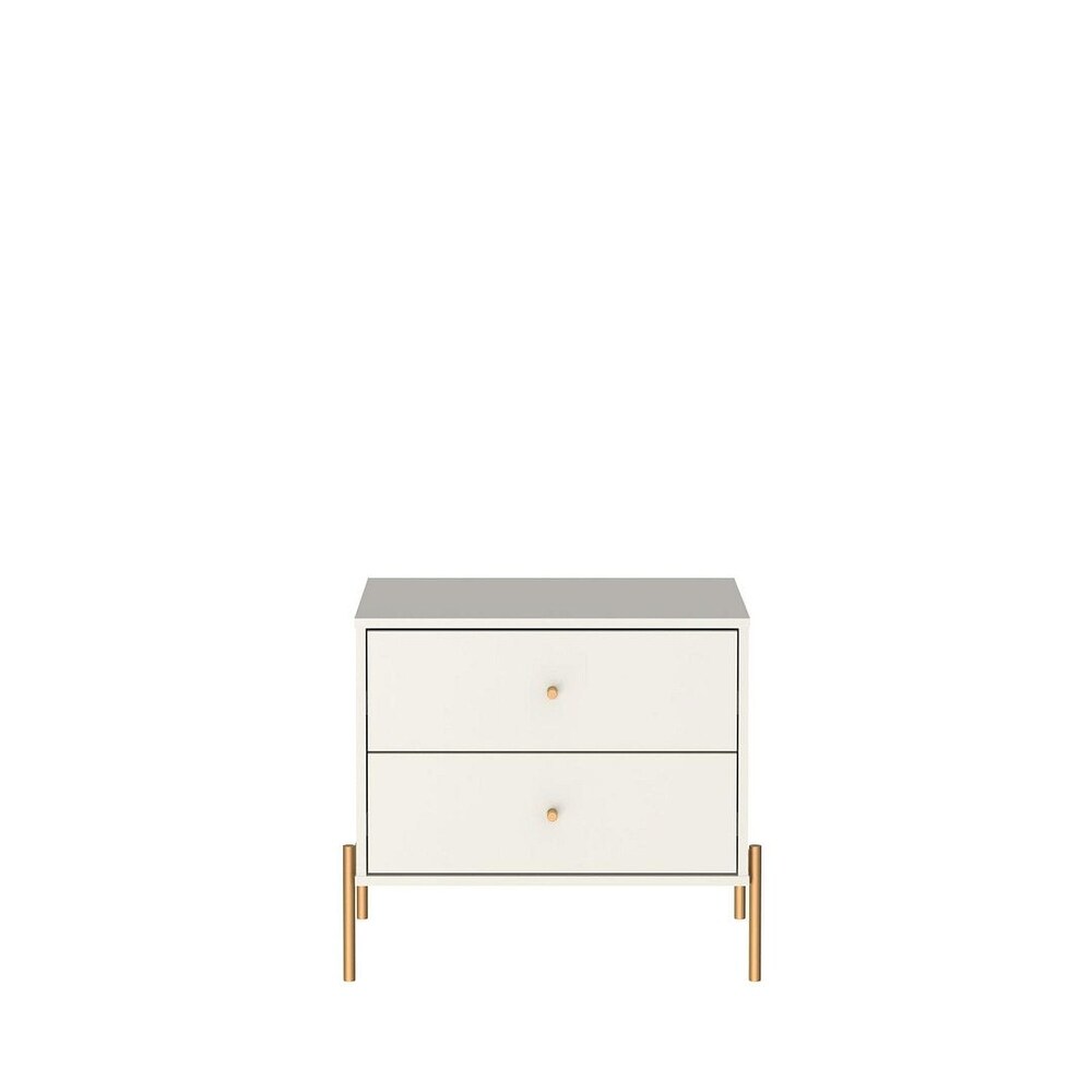 Manhattan Comfort Jasper Full Extension Drawer Nightstand in White Gloss (Set of 2)