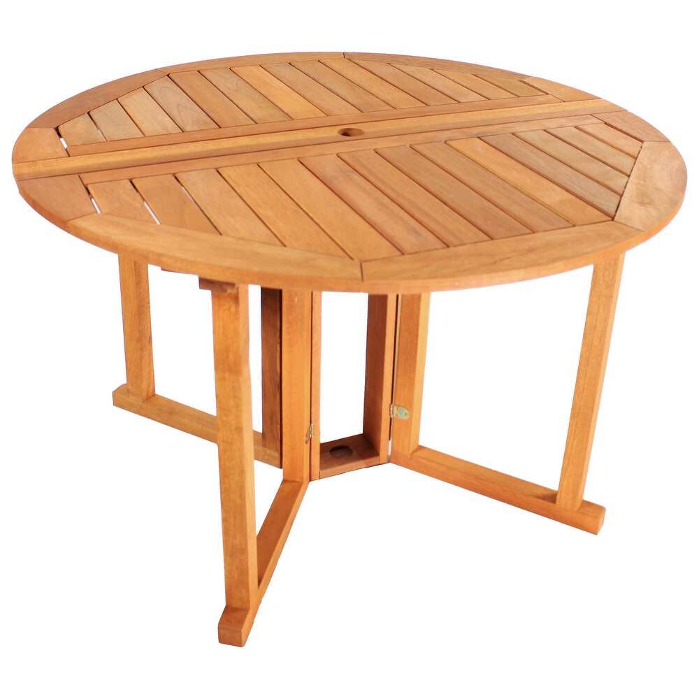 Malaysian Hardwood Folding Gateleg Patio Round Dining Table