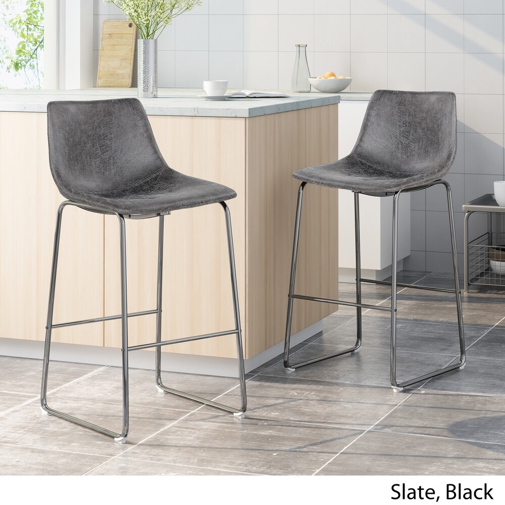 Cedric Modern Microfiber Bar Stool (Set of 2) by Christopher Knight Home