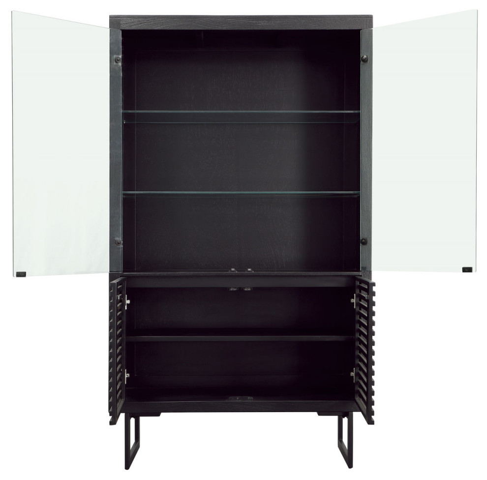 Matte Black Tall Cabinet with Glass Doors   Industrial   Bookcases   by Terra Nova Designs  Inc.  Houzz