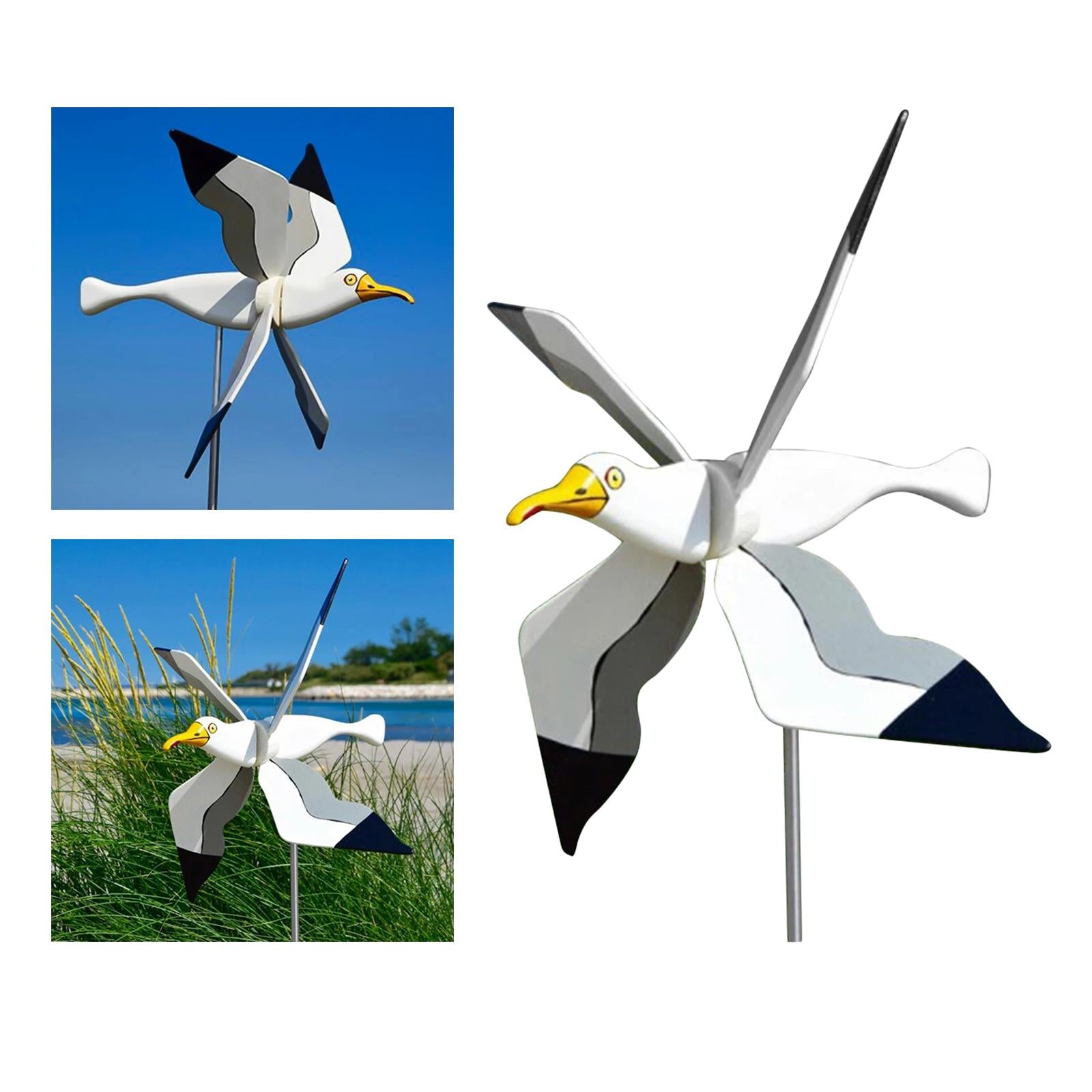 2 Pieces Seagull Windmill Garden Ornaments for Patio Outdoor Garden Decoration