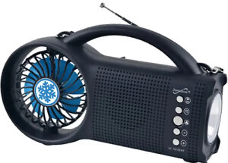 Supersonic Solar Power Bluetooth Speaker with FM Radio， LED Torch Light and Fan