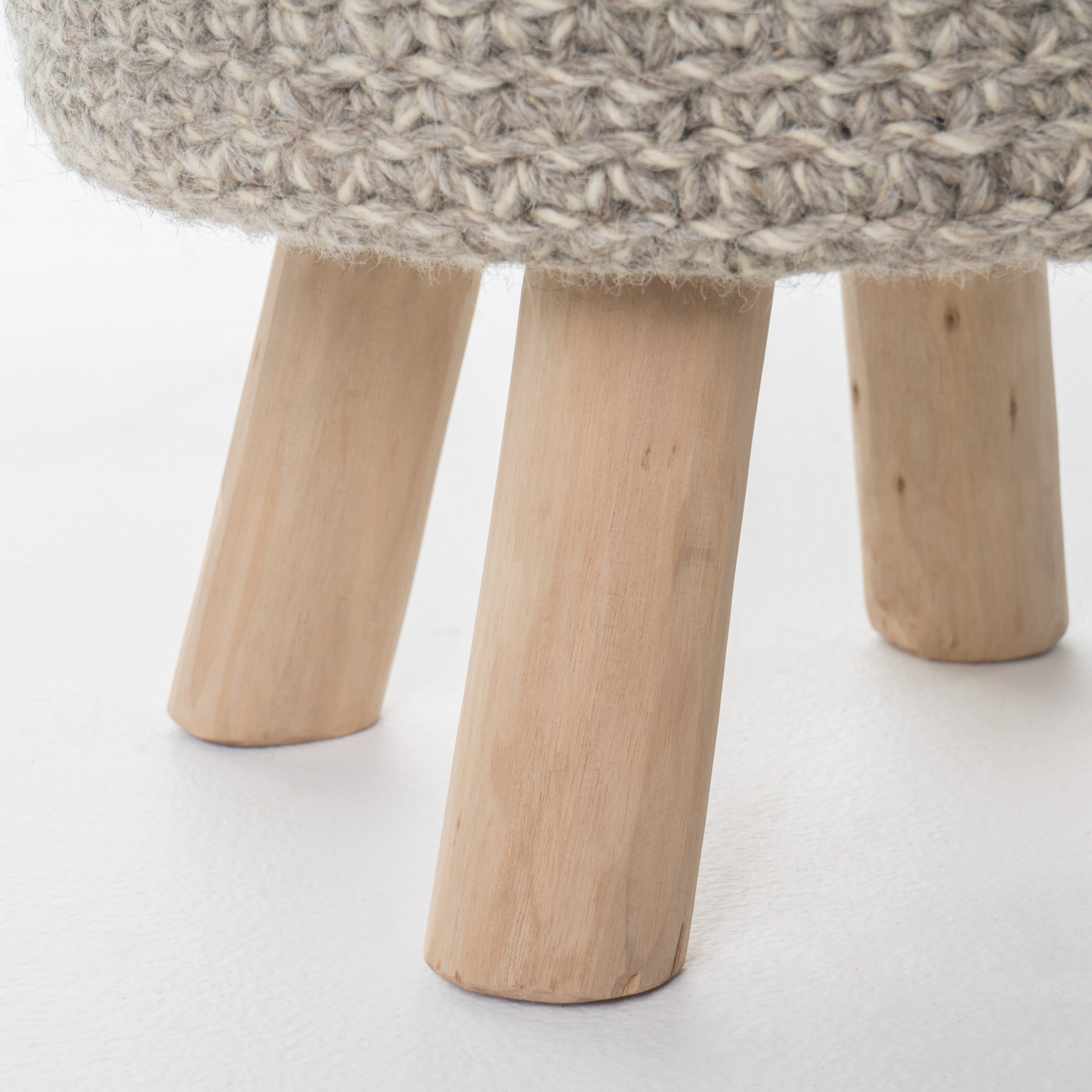 Ponelli Handcrafted Boho Wool Ottoman Stool