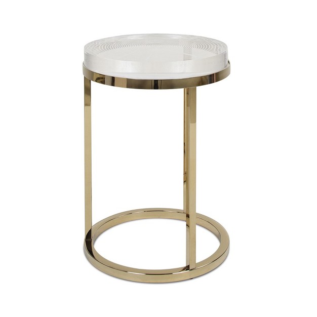 Jth Luxe Dendros Live Edge Mimic Round Side Table Gold amp Acrylic