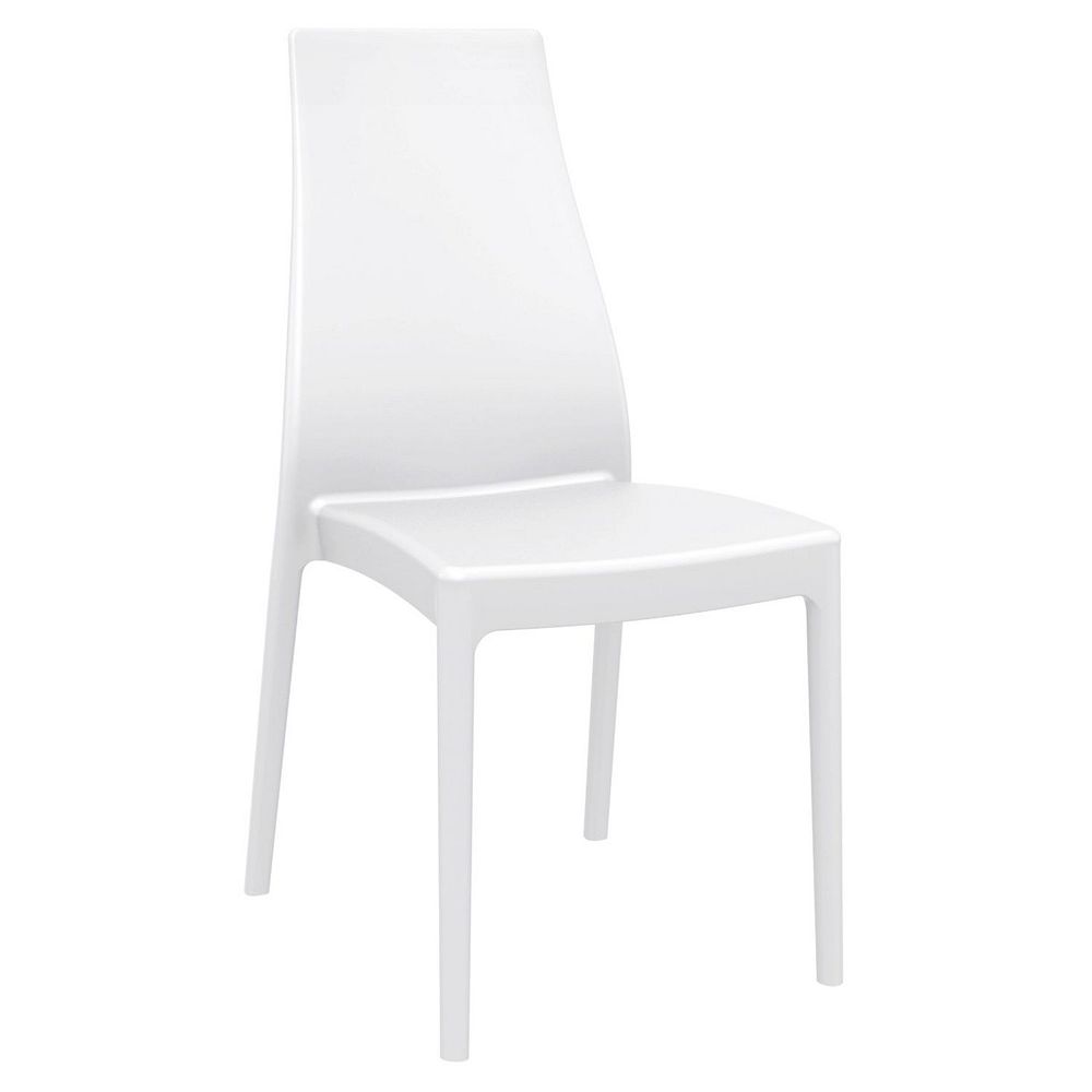 37 White Outdoor Patio Solid High Back Dining Chair