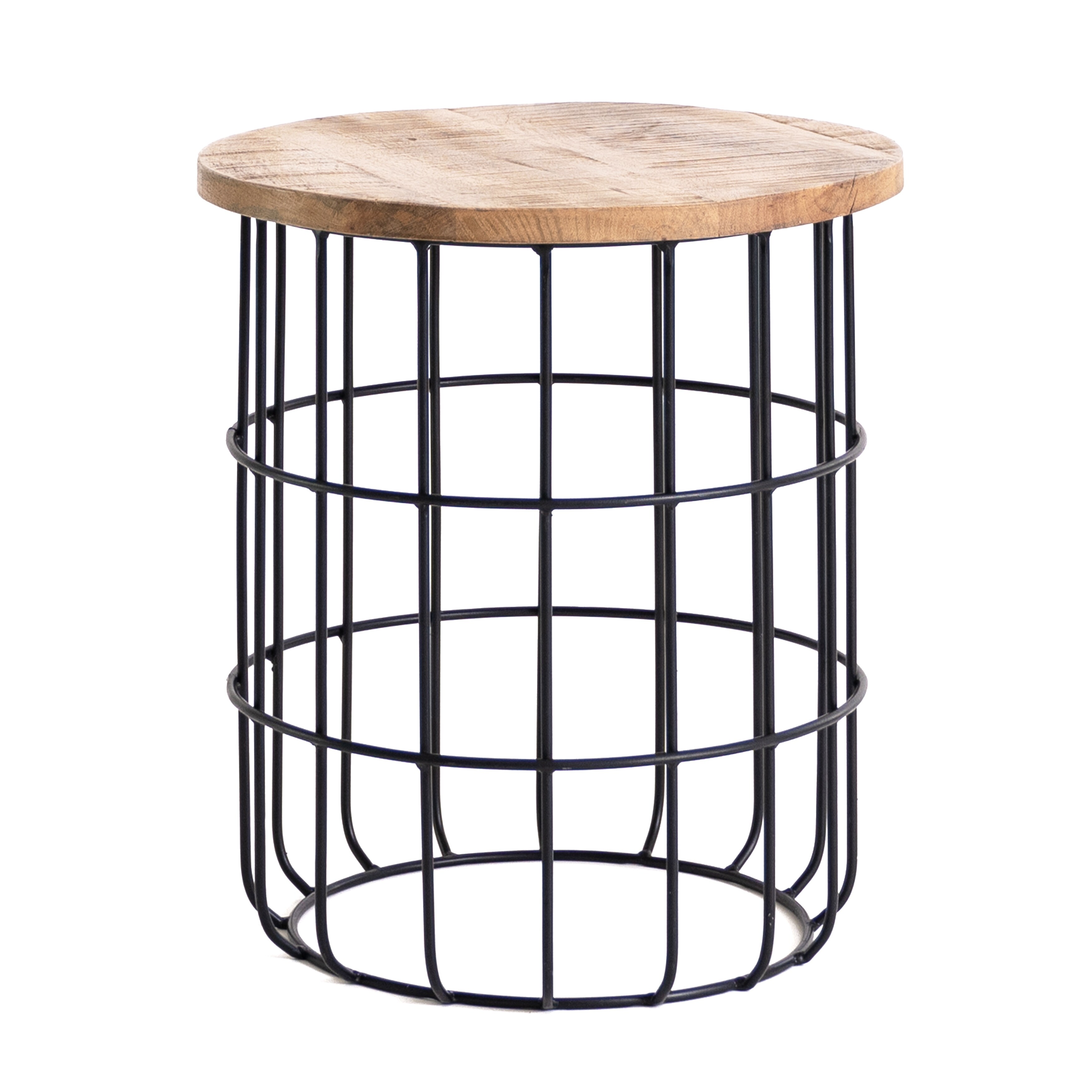 MH London Auxon Side End Table With Sturdy Metal Cage Base - 15.70