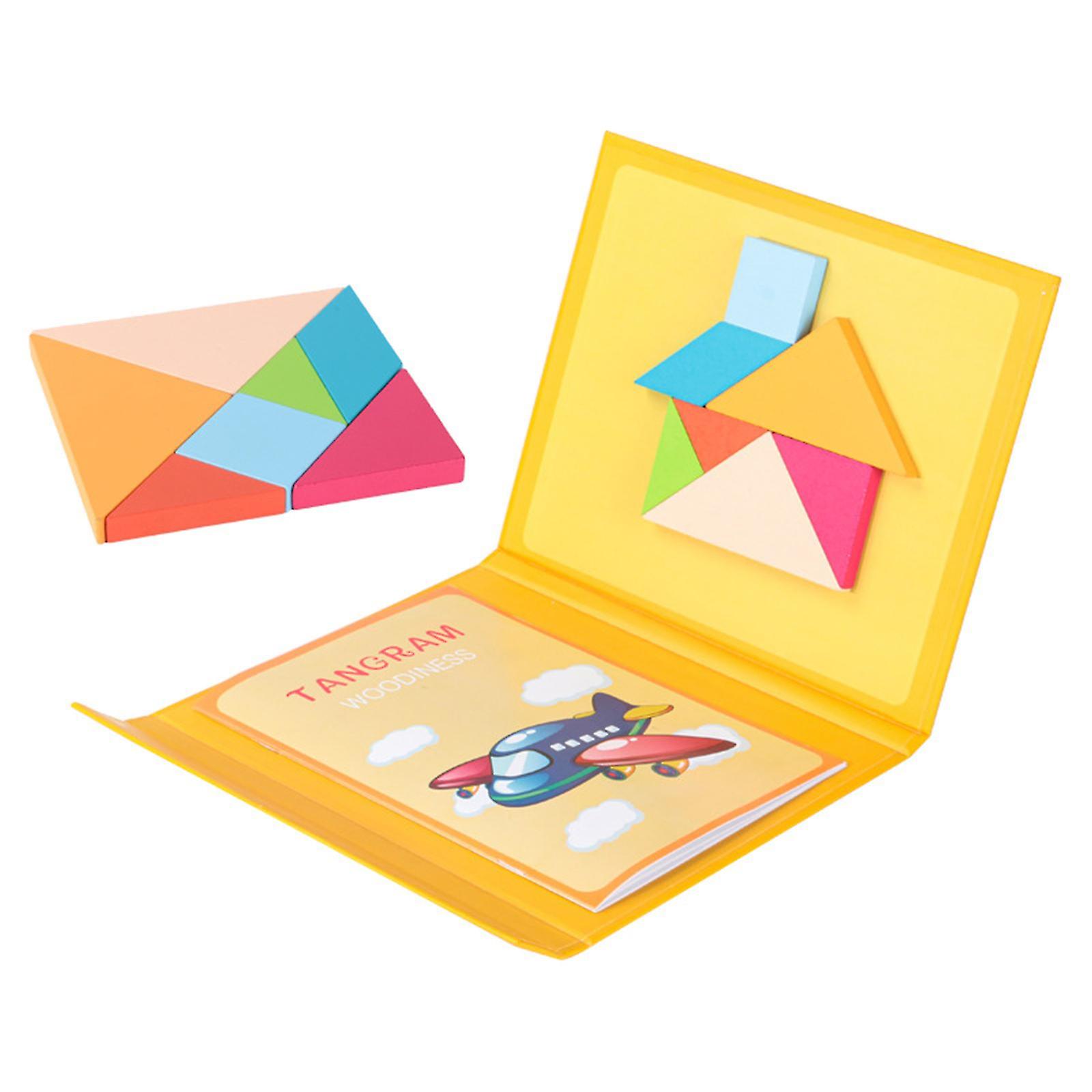 Tangram Puzzle Magnetic Pattern Block Book Iq Educational Toy Gift For Kid Adult Challenge