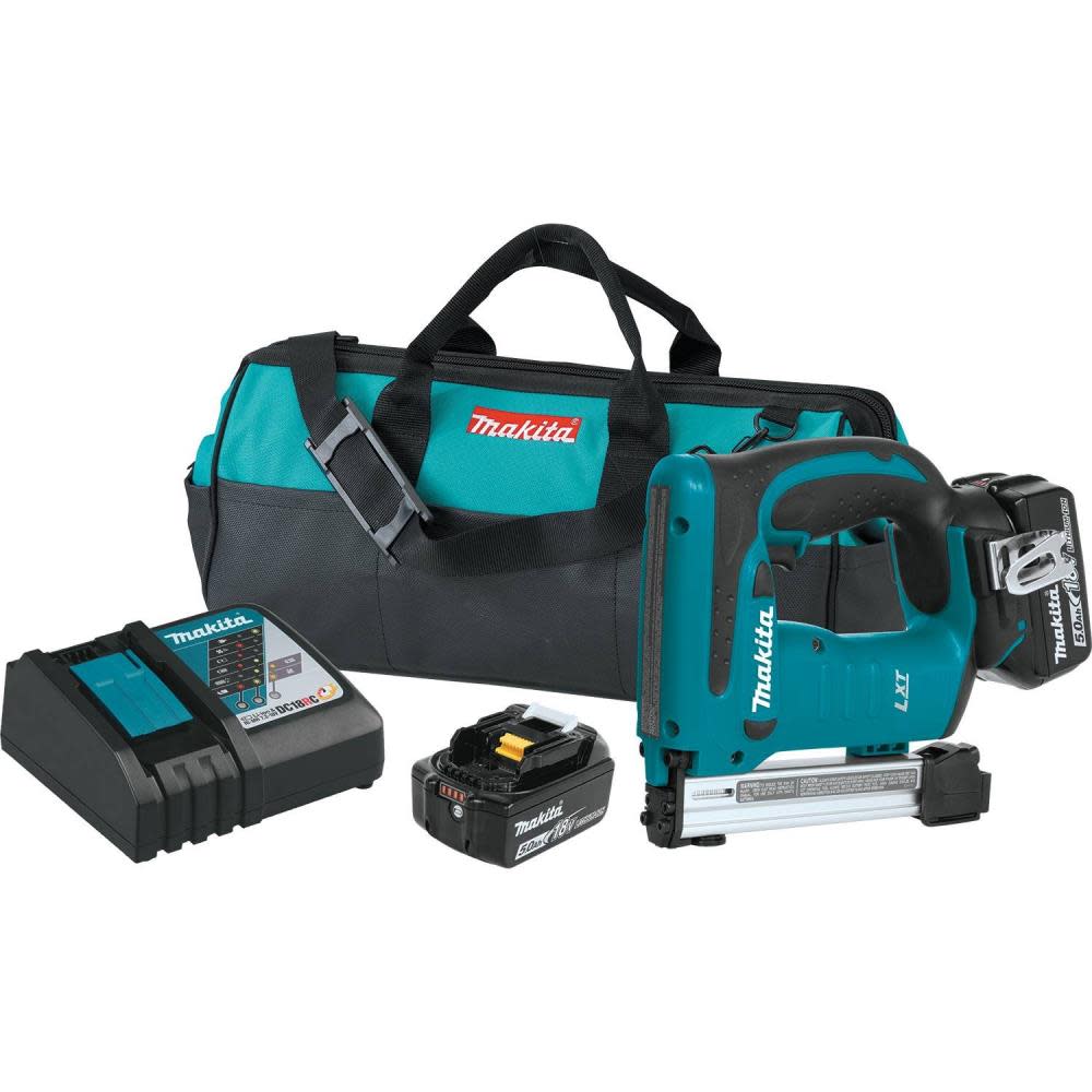 Makita 18 Volt Lithium-Ion Brushless 3/8 in. Crown Stapler Kit 5.0 Ah XTS01T from Makita