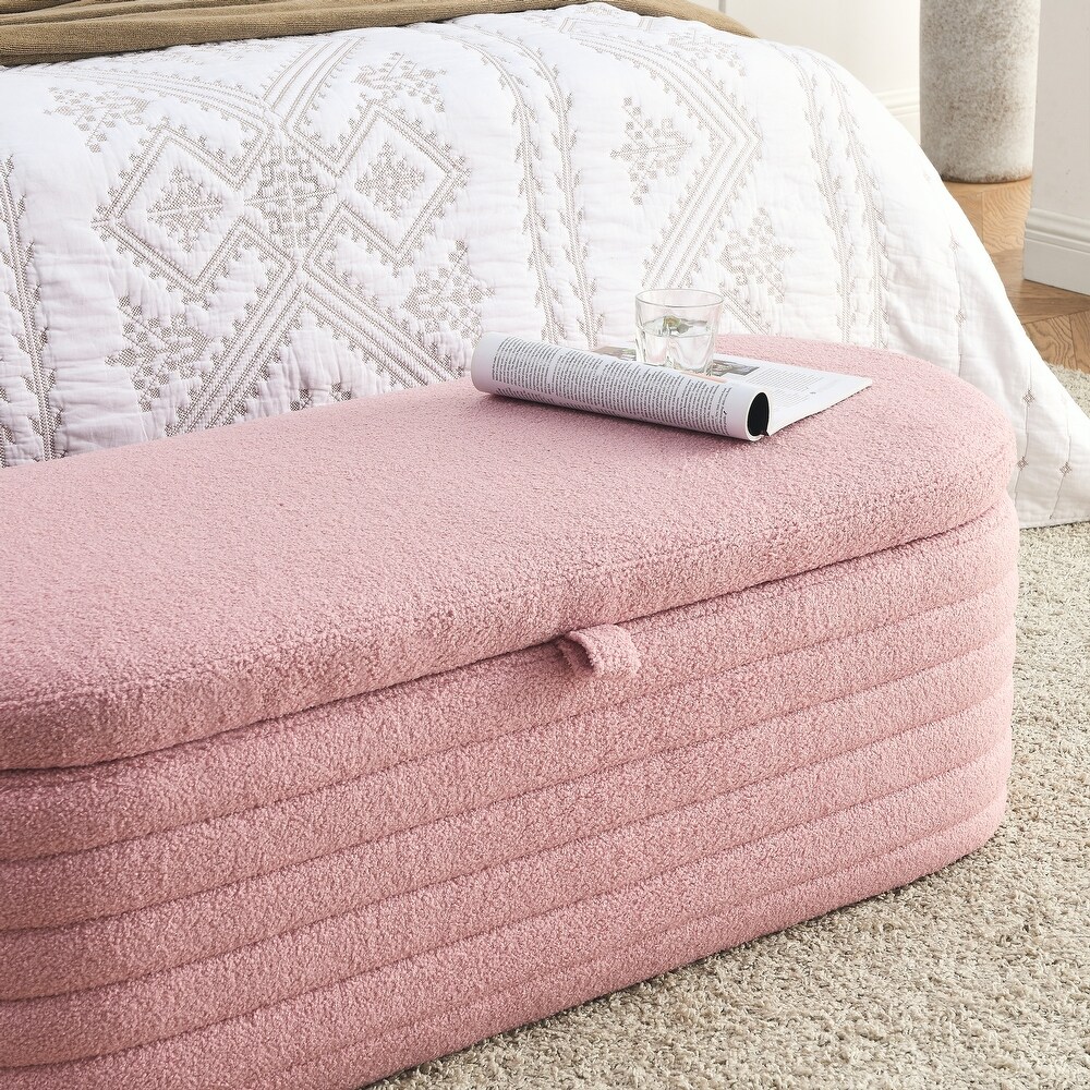 Storage Ottoman Bench Upholstered Fabric Storage Bench