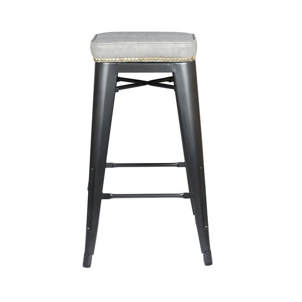 Metropolis PU Leather Metal Backless Counter Stool，Set of 4 - N/A