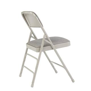 National Public Seating Grey Fabric Padded Seat Stackable Folding Chair (Set of 4) 2302