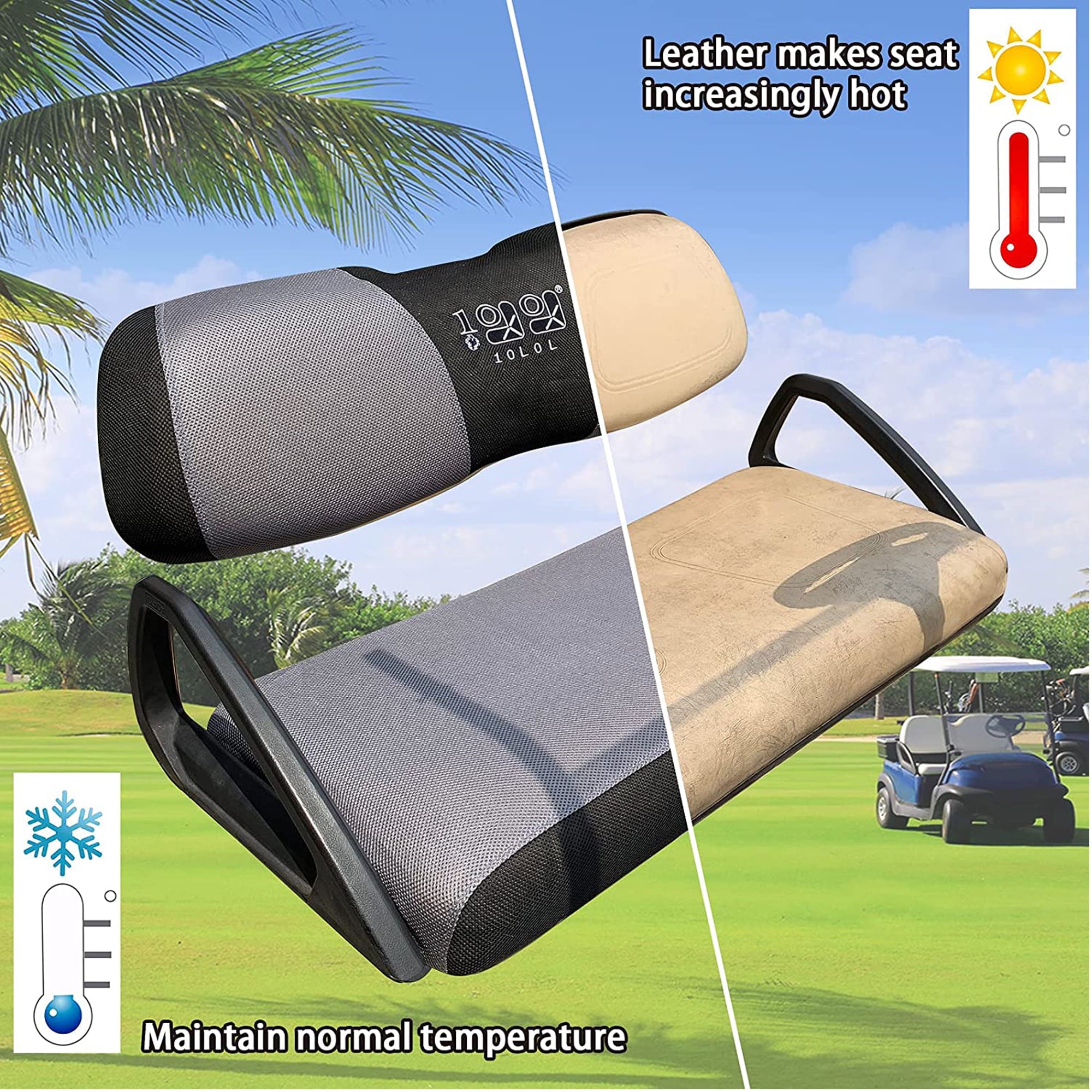 10L0L Golf Cart Seat Cover Fit Club Car Precedent Yamaha， Washable Polyester Front / Rear Seat Cover- L