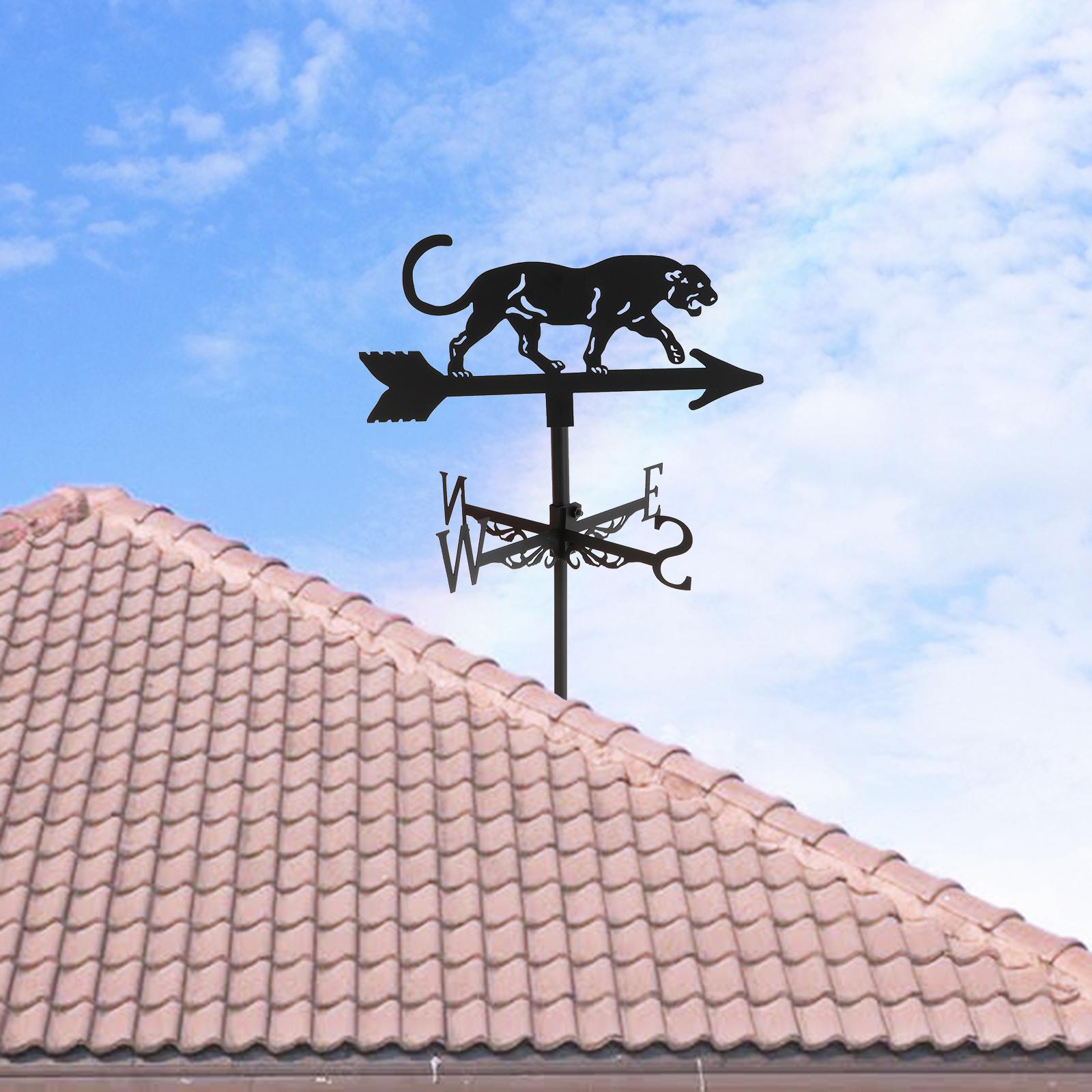 Leopard Weathervane Roofs Weather Vane Easy Assemble for Backyard Decorative Wind Direction Indicator Outdoor with Rust Coating Decor