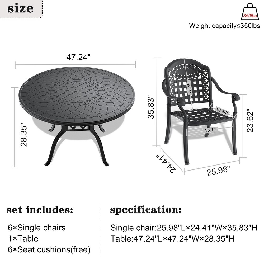 7 Piece Outdoor Dining Table Set for Patio