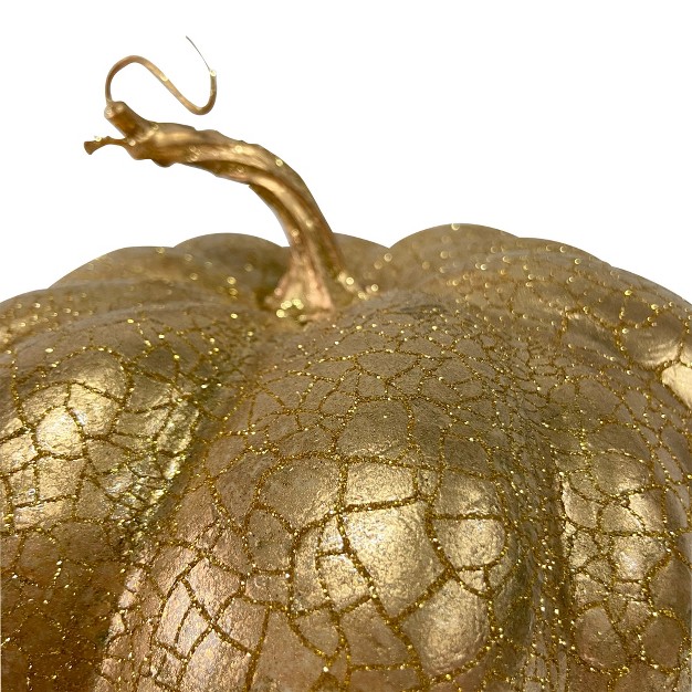 Gold Crackled Fall Harvest Pumpkin Decoration