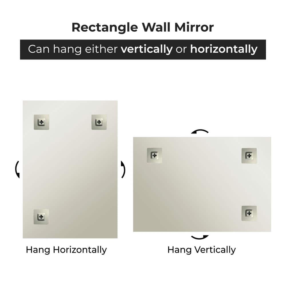 Fab Glass and Mirror Large Rectangle Hooks Mirror (48 in. H x 36 in. W) MRec36x48BE6MM