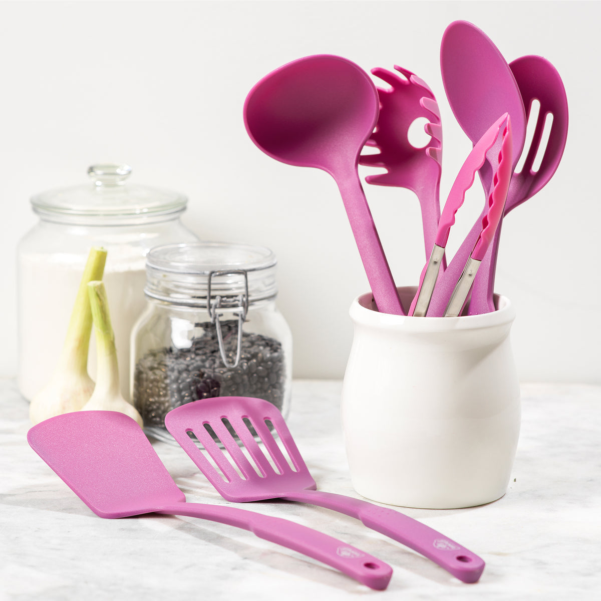 GreenLife Nylon 7-Piece Utensil Set | Hibiscus