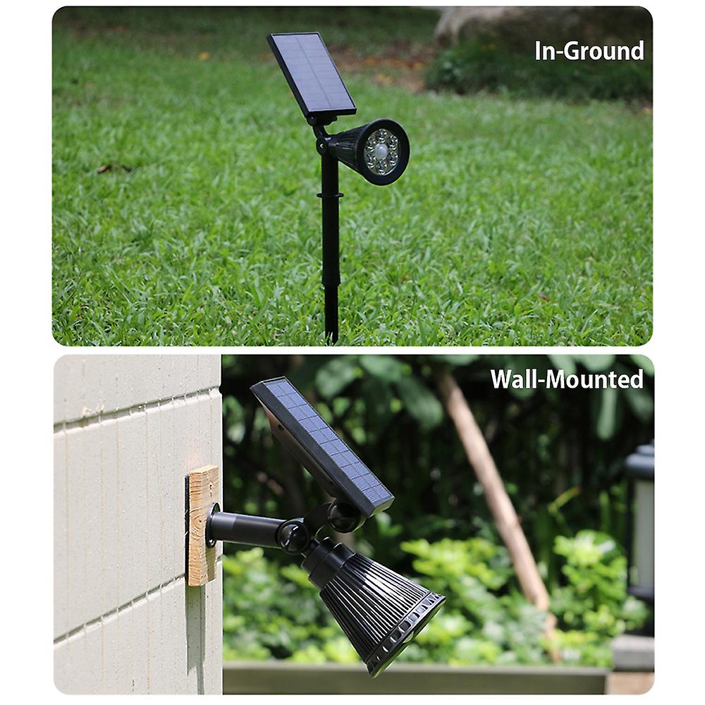 Solar Garden Spotlight With Motion Sensor Outdoor Waterproof 6 Leds 2-in-1 Solar In-ground Landscape Spotlights and Led Wall Lamps With Adjustable Angle