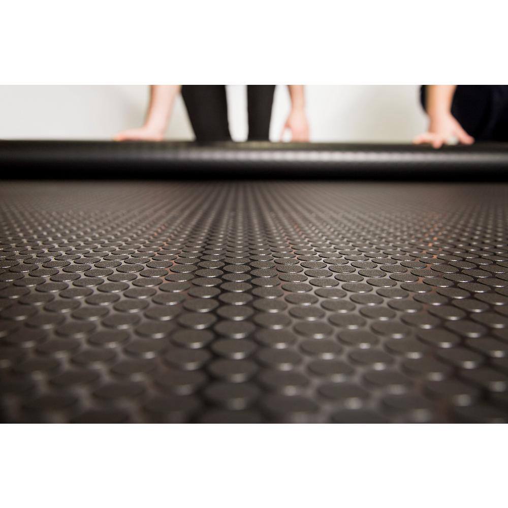 G-Floor Small Coin 8.5 ft. x 22 ft. Midnight Black Commercial Grade Vinyl Garage Flooring Cover and Protector GF60SC8622MB