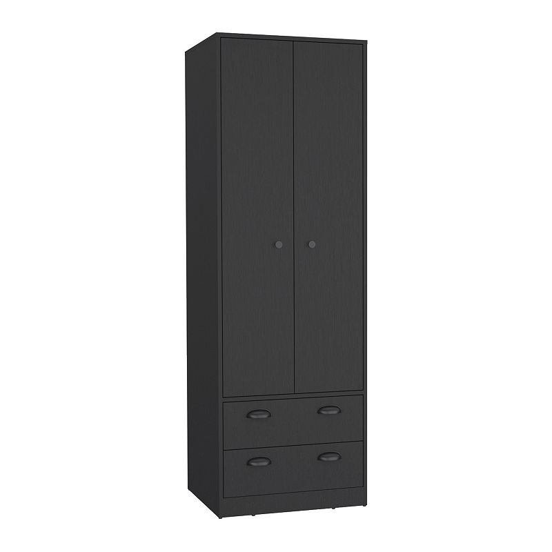 DEPOT E-SHOP Bonaire Armoire with 2-Drawers and 2-Doors， Black