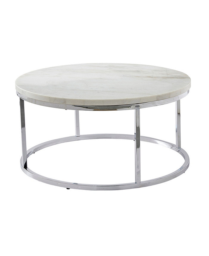 Steve Silver Echo 36 Round Marble and Chrome Cocktail Table