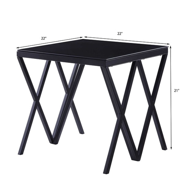 Coffee Table End Table Living Room Table No Storage in Black and Glass