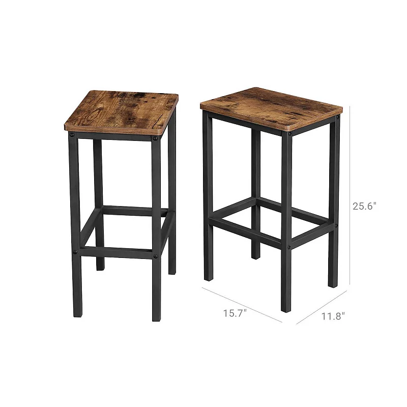 BreeBe Set of 2 Industrial Bar Stools