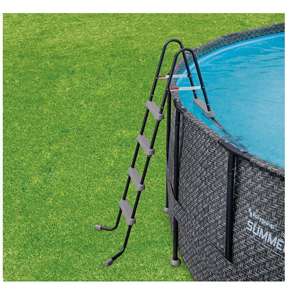 Summer Waves Elite Wicker 18 ft. x 18 ft. Round 48 in. Deep Metal Frame Pool Package P4A01848B