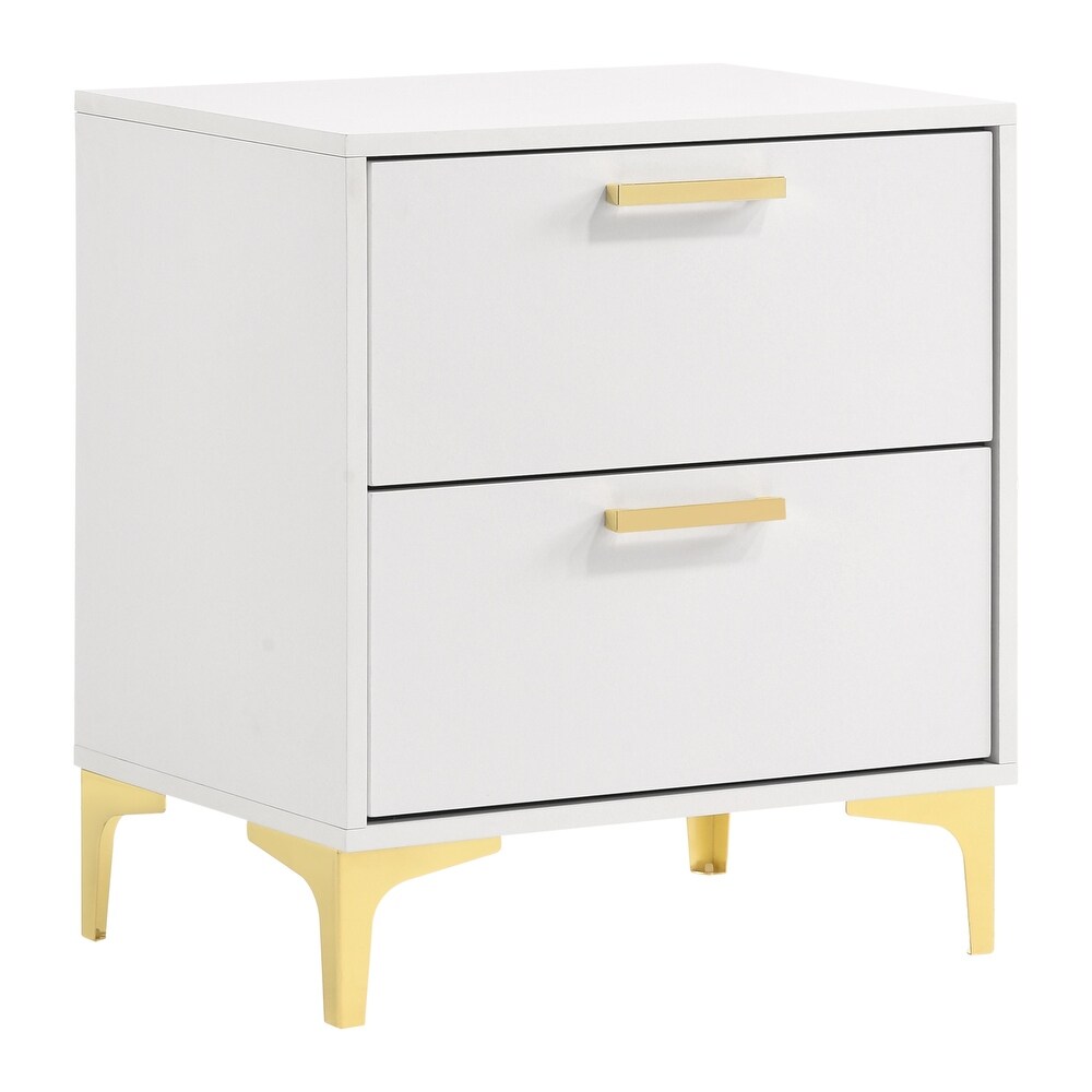 Karena White Rectangular 2 Drawer Nightstand