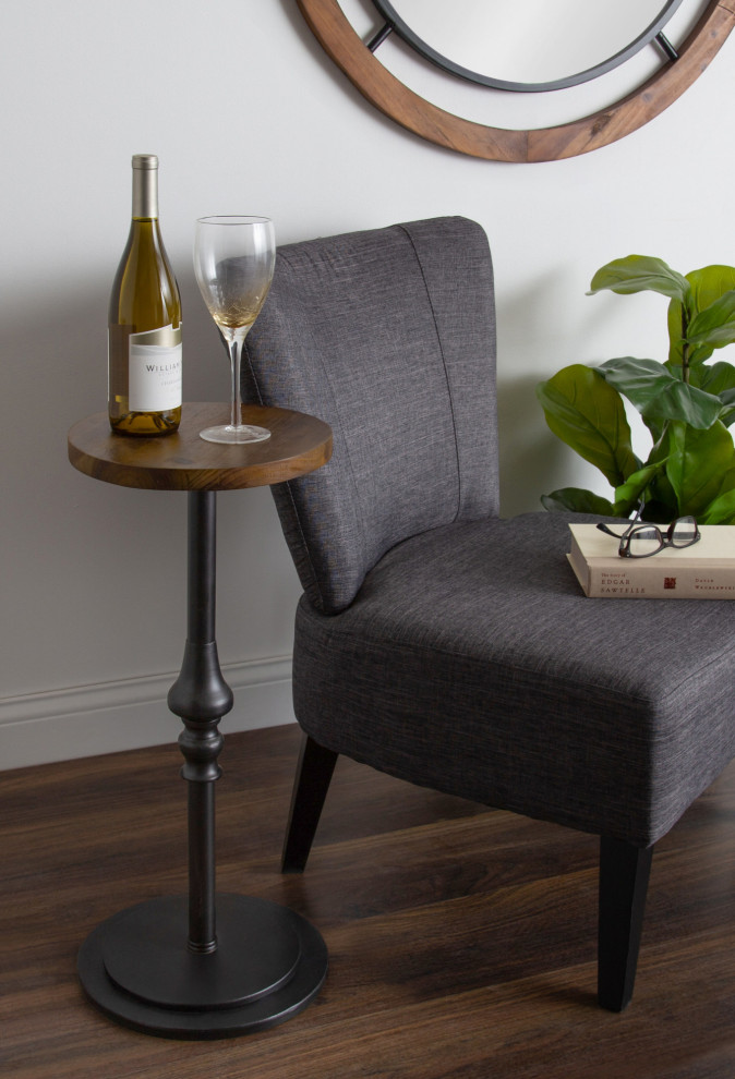 Stratton Rustic Pedestal Table  Rustic Brown/Black 12x12x26   Traditional   Side Tables And End Tables   by Uniek Inc.  Houzz