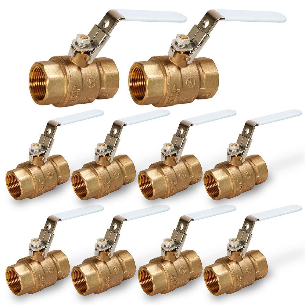 The Plumber's Choice 34 in. FIP x 34 in. FIP Premium Brass Full Port Ball Valve with Lock Handle (10-Pack) 832T256-10-NL-L