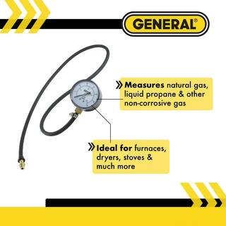 General Tools Gas Pressure Gauge Test Kit with 39 in. Rubber Hose Quick Connect Fitting and Carry Case GPK035