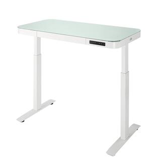 Seville Classics airLIFT 47.5 in. White Rectangular 1-Drawer Electric Standing Desk with Adjustable Height OFF65873