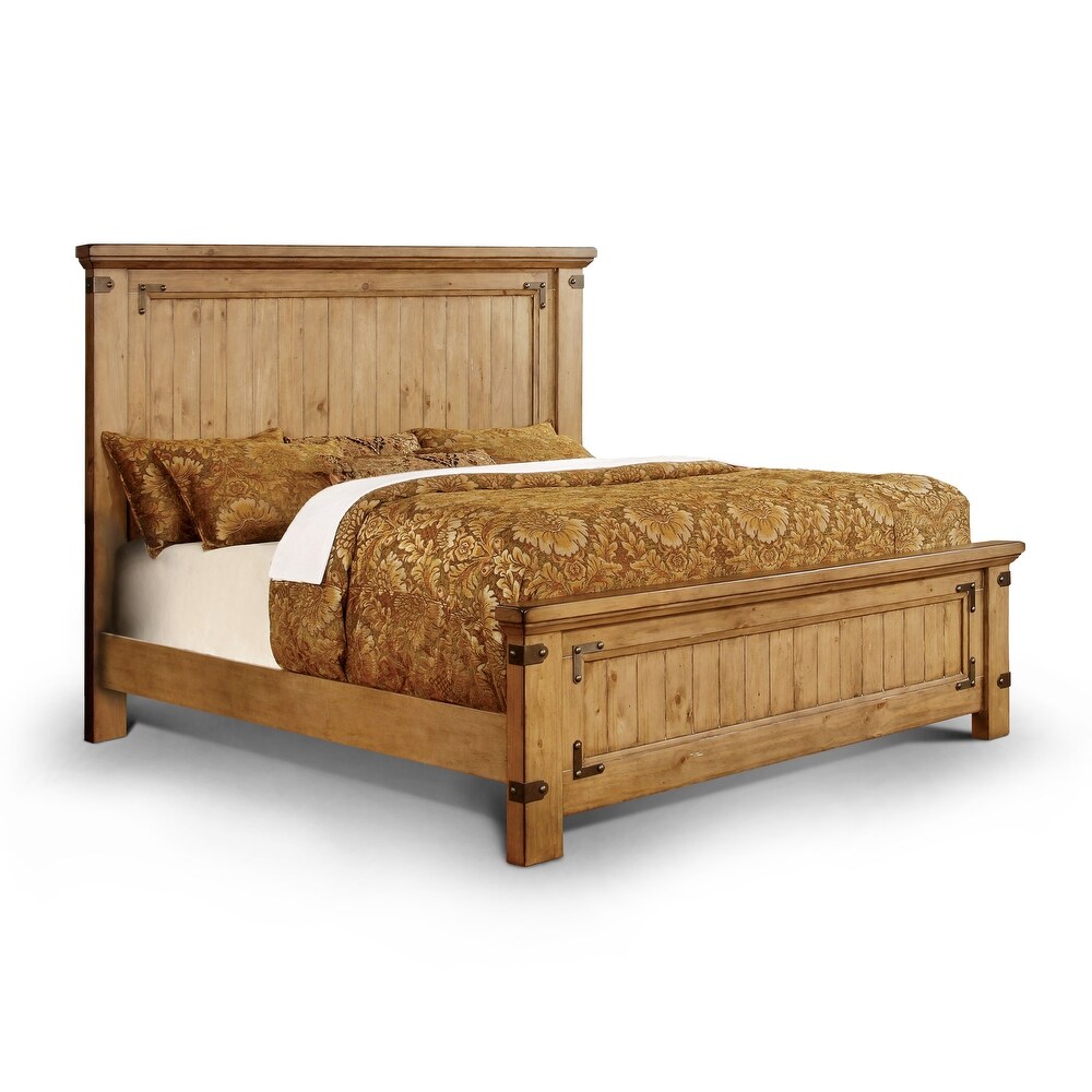 Sierren Country Brown Wood 3 Piece Panel Bedroom Set with USB Port by Furniture of America