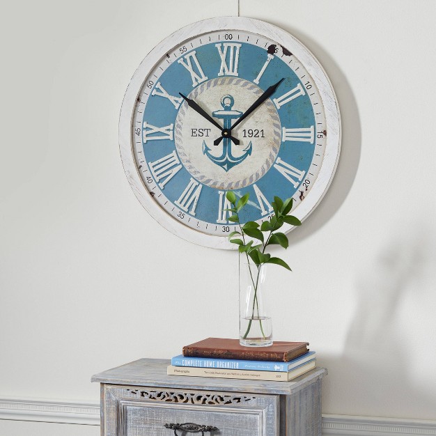 Metal Anchor Wall Clock White Olivia amp May