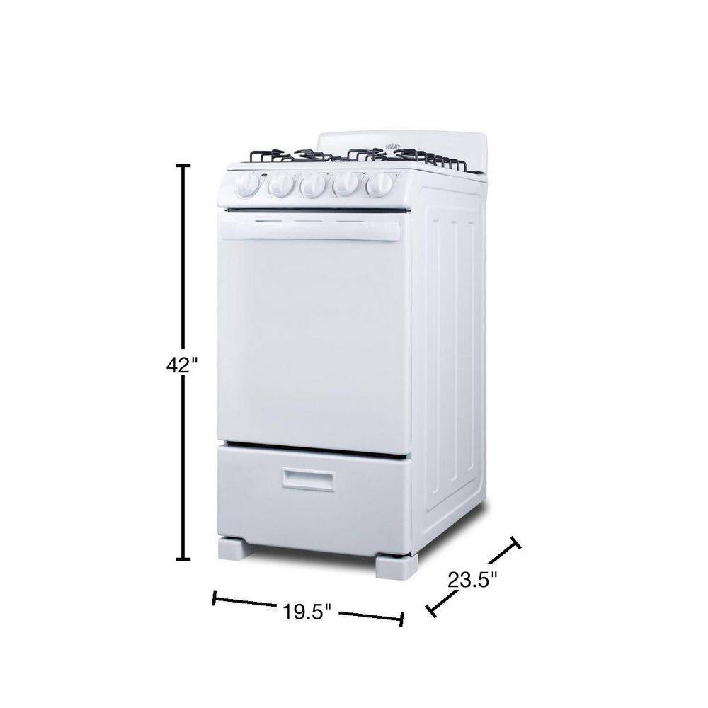 Summit Appliance 20 in. 2.3 cu. ft. Gas Range in White RG200WS1