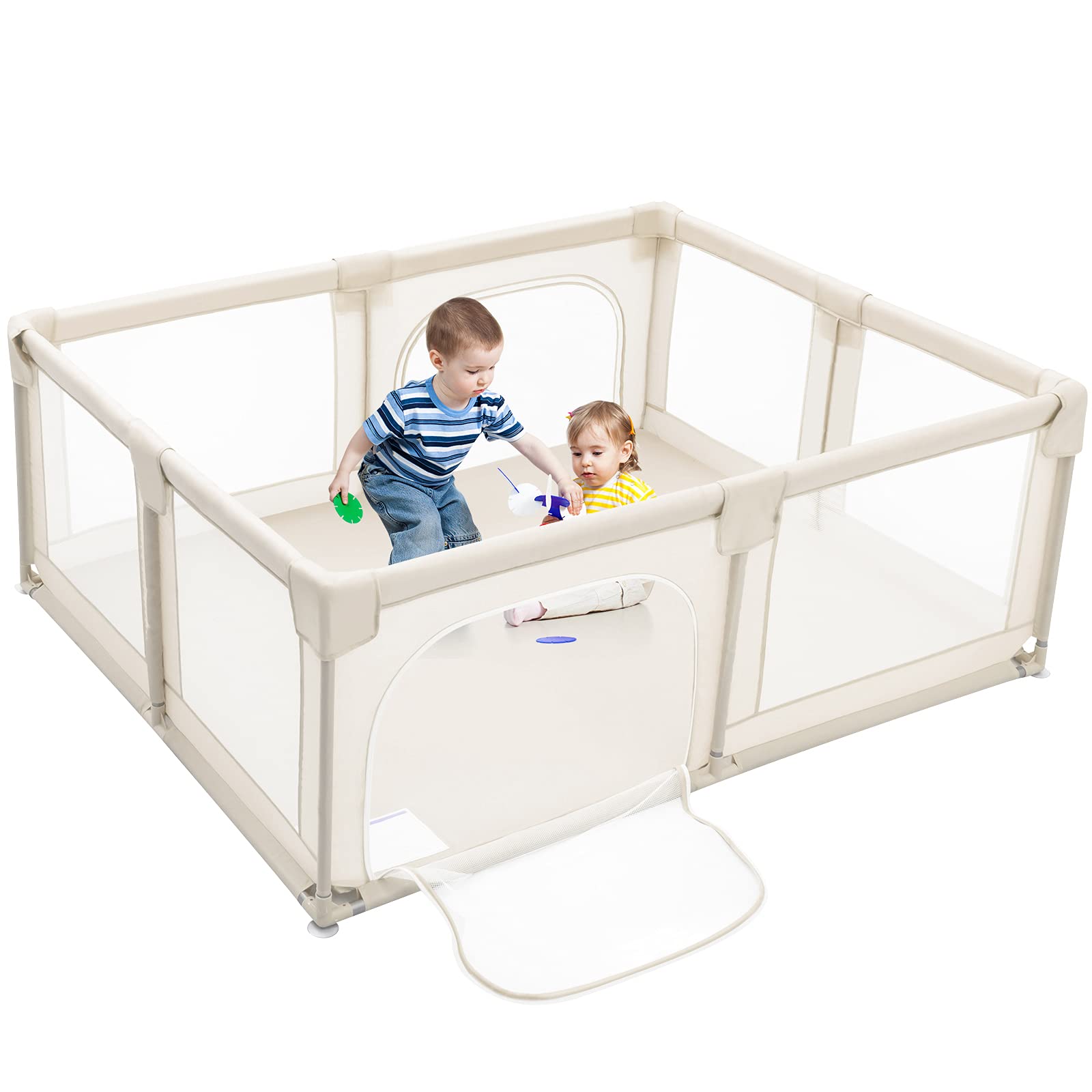 Costzon Baby Playpen, Large Playpen for Toddlers Baby, Portable Baby Fence Activity Center (Grey)