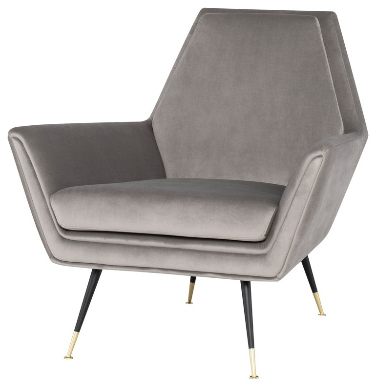 Raivo Occasional Chair Smoke Grey Velour Seat Matte Black   Midcentury   Armchairs And Accent Chairs   by Rustic Home Furniture Deco  Houzz