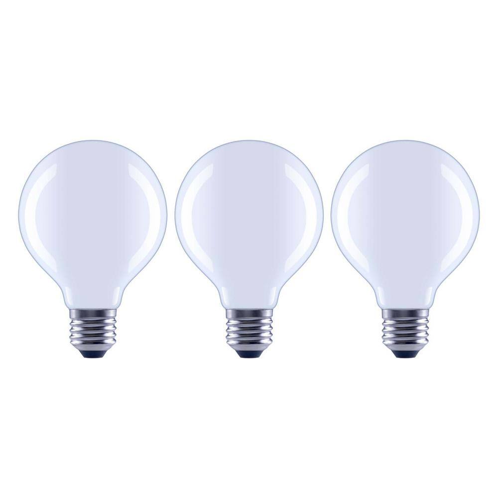 EcoSmart 100-Watt Equivalent G25 Dimmable Globe Frosted Glass Filament LED Vintage Edison Light Bulb Daylight (3-Pack) FG-04217