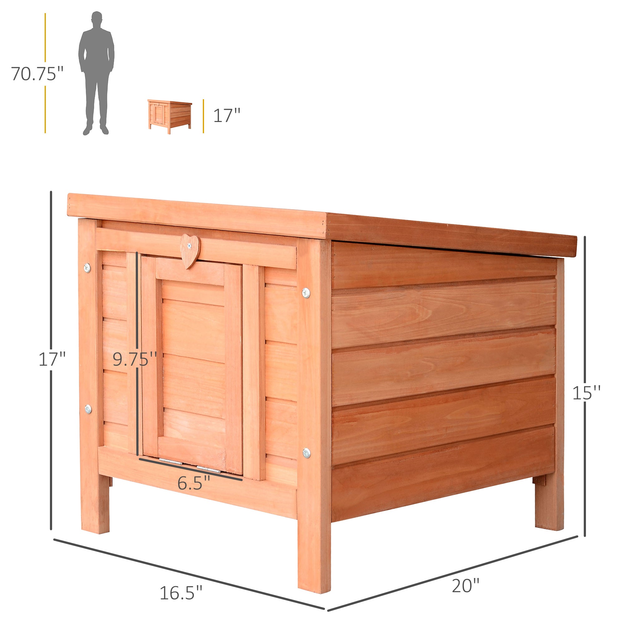 PawHut Wooden Rabbit Hutch 20'' Pet Habitat Cages Bunny Small Animal House New