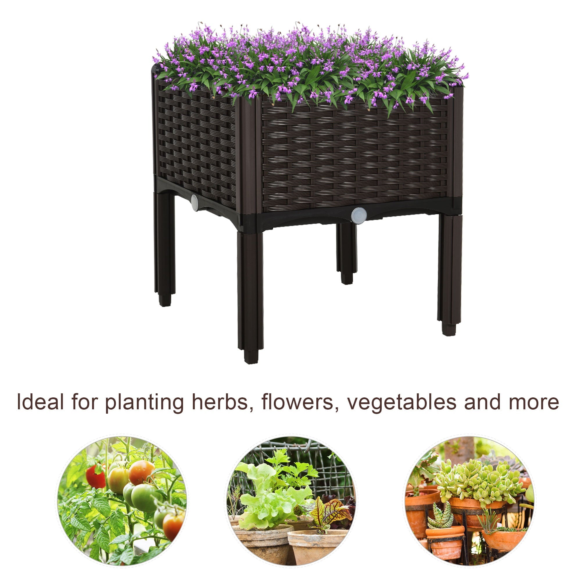 Outsunny Elevated Flower Bed Vegetable Herb Planter Plastic